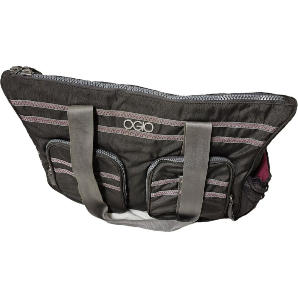 Ogio Grey Magenta Pink Laptop Briefcase Tote Bag Zipper Closure Work School